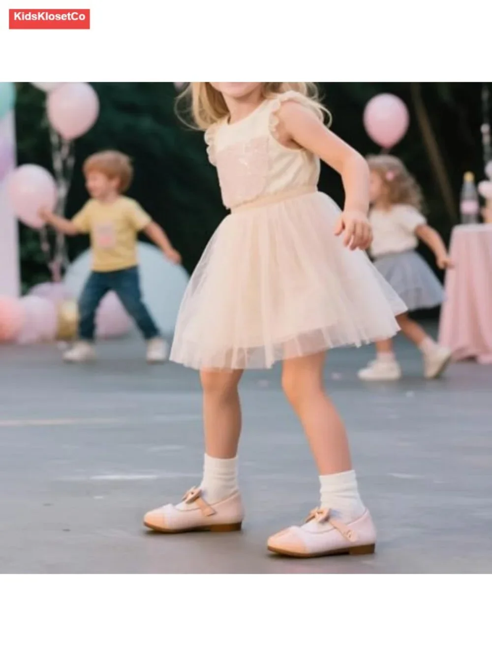 Glitter Mary Jane Flats with Bow Hook & Loop for Toddler